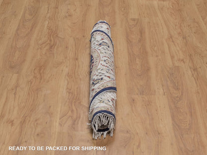 Blue 4'3" x 4'3" Fine Oriental Hand knotted Wool/Silk Rug - Sku: O092545