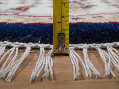 Blue 4'3" x 4'3" Fine Oriental Hand knotted Wool/Silk Rug - Sku: O092545