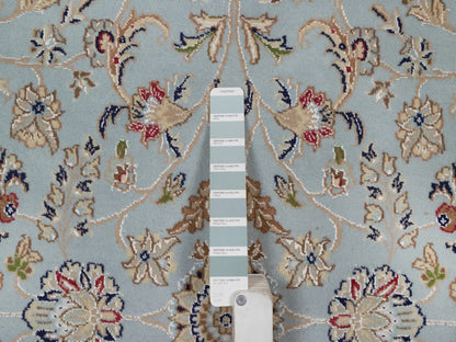 Nain Fine Oriental hand-knotted wool/silk rug in Blue & Ivory, 5'10" x 6'1" — SKU O092549 (view 4)