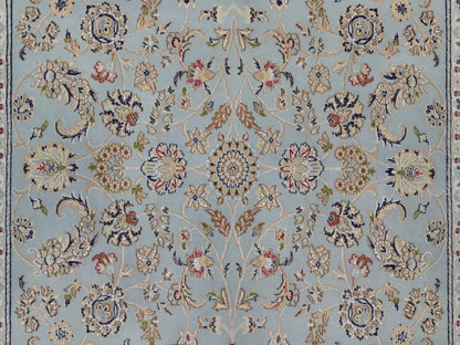 Nain Fine Oriental hand-knotted wool/silk rug in Blue & Ivory, 5'10" x 6'1" — SKU O092549 (view 5)