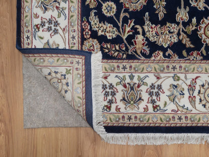 Blue 6'0" x 6'2" Fine Oriental Hand knotted Wool/Silk Rug - Sku: O092550