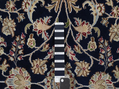 Blue 6'0" x 6'2" Fine Oriental Hand knotted Wool/Silk Rug - Sku: O092550