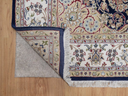 Blue 6'4" x 6'8" Fine Oriental Hand knotted Wool/Silk Rug - Sku: O092551