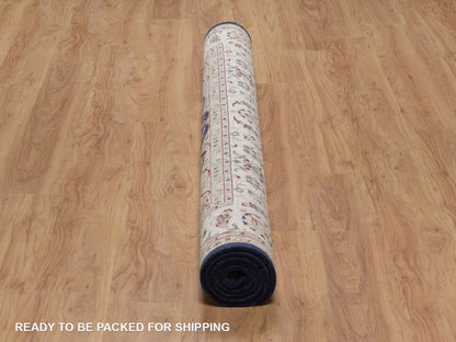 Blue 6'4" x 6'8" Fine Oriental Hand knotted Wool/Silk Rug - Sku: O092551