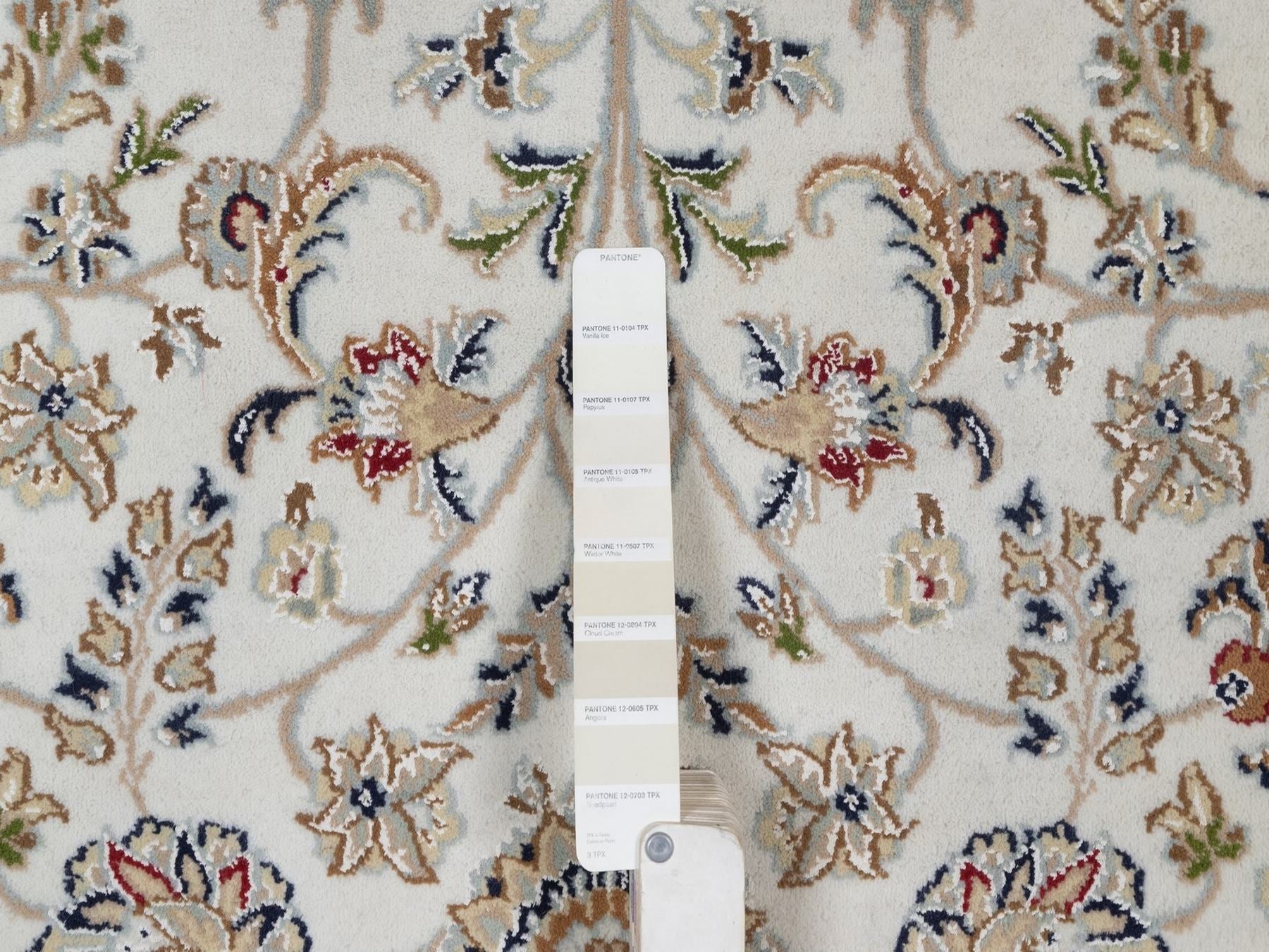 Nain Fine Oriental hand-knotted wool/silk rug in Ivory, 6' x 6'3" — SKU O092552 (view 4)