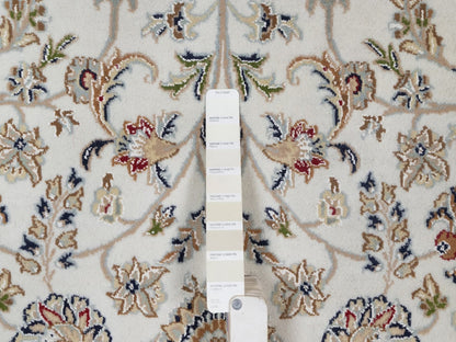 Nain Fine Oriental hand-knotted wool/silk rug in Ivory, 6' x 6'3" — SKU O092552 (view 4)