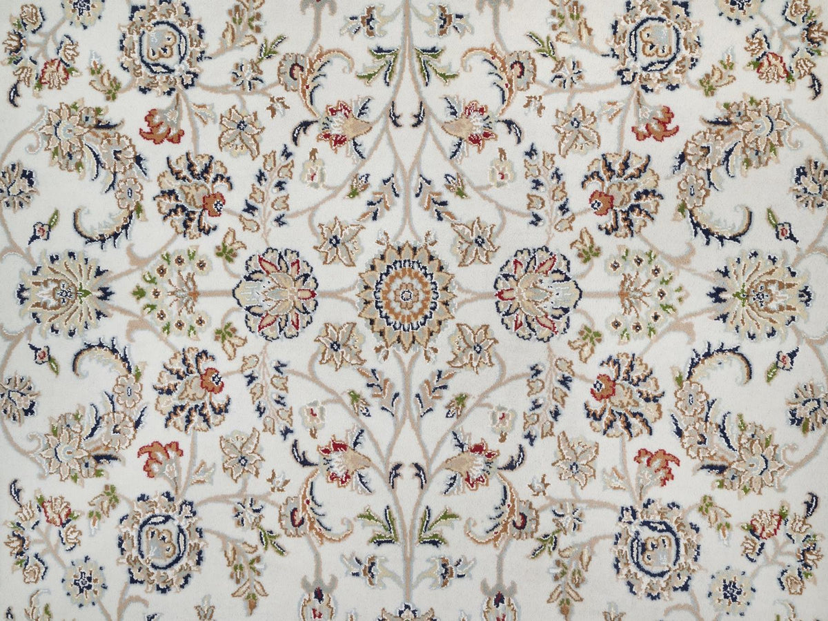 Nain Fine Oriental hand-knotted wool/silk rug in Ivory, 6' x 6'3" — SKU O092552 (view 5)