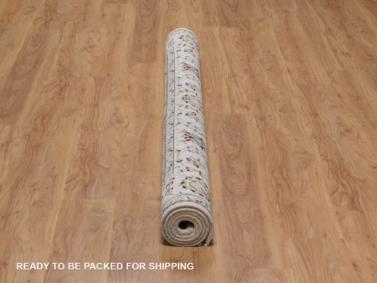 Nain Fine Oriental hand-knotted wool/silk rug in Ivory, 6' x 6'3" — SKU O092552 (view 6)
