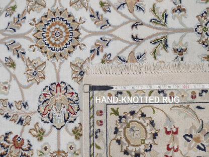 Nain Fine Oriental hand-knotted wool/silk rug in Ivory, 6' x 6'3" — SKU O092552 (view 8)