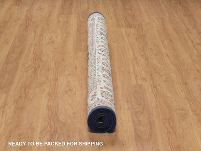 Blue 6'5" x 6'8" Fine Oriental Hand knotted Wool/Silk Rug - Sku: O092553