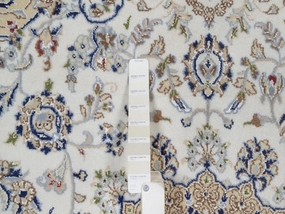 Nain Fine Oriental hand-knotted wool/silk rug in Ivory & Midnight Blue, 6'6" x 6'6" — SKU O092554 (view 4)