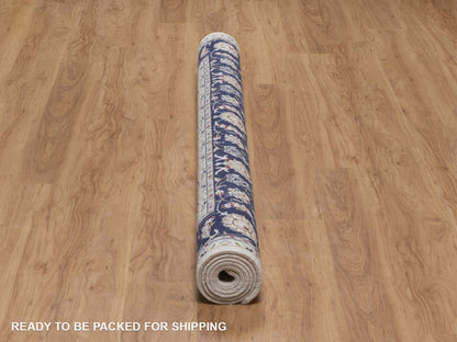 Nain Fine Oriental hand-knotted wool/silk rug in Ivory & Midnight Blue, 6'6" x 6'6" — SKU O092554 (view 6)
