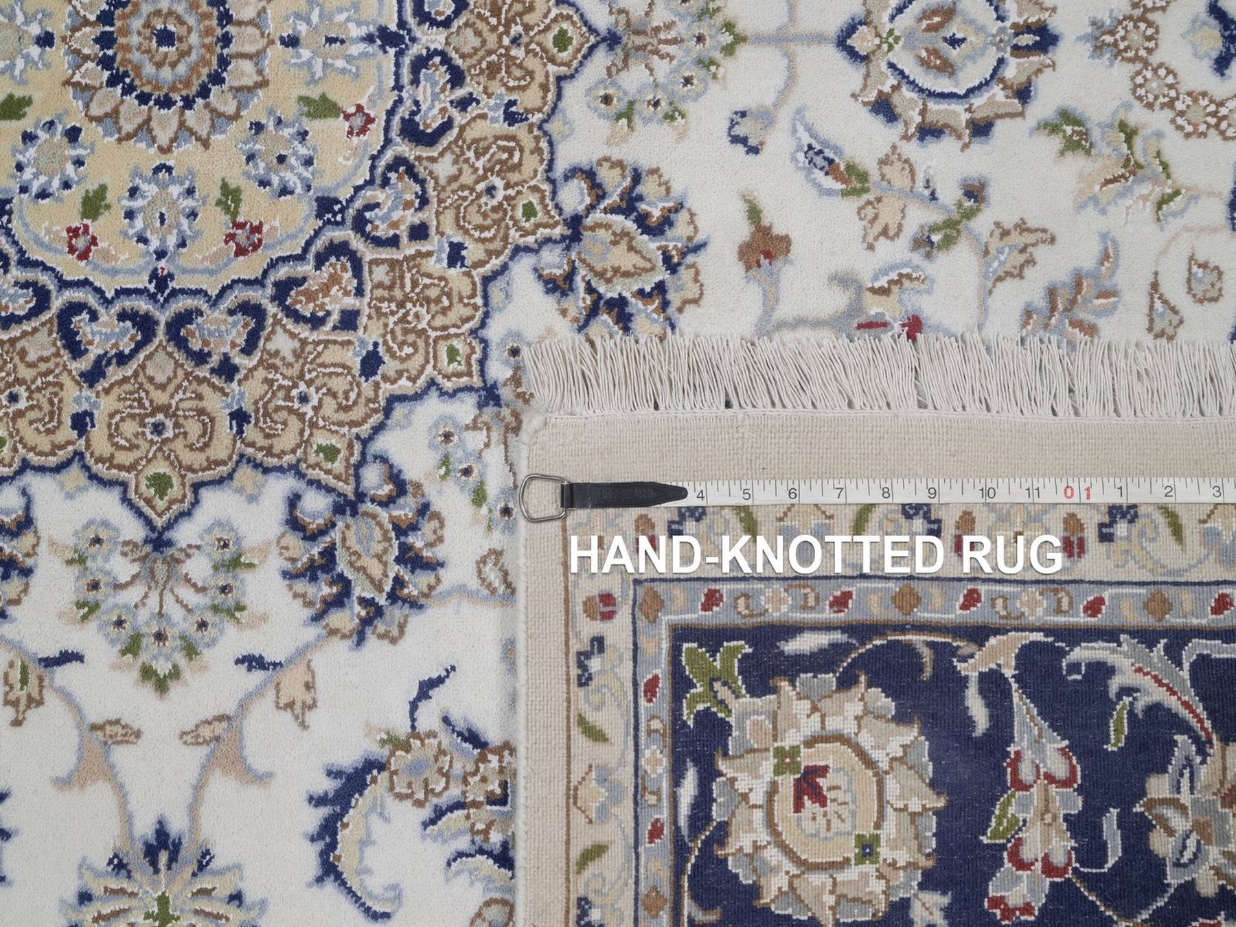 Nain Fine Oriental hand-knotted wool/silk rug in Ivory & Midnight Blue, 6'6" x 6'6" — SKU O092554 (view 8)