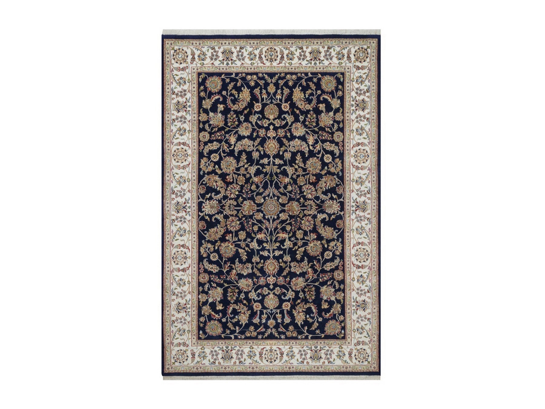 Blue 6'0" x 9'5" Fine Oriental Hand knotted Wool/Silk Rug - Sku: O092555