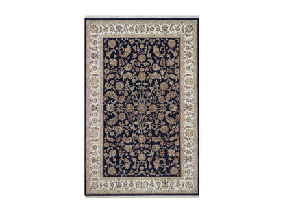 Blue 6'0" x 9'5" Fine Oriental Hand knotted Wool/Silk Rug - Sku: O092555
