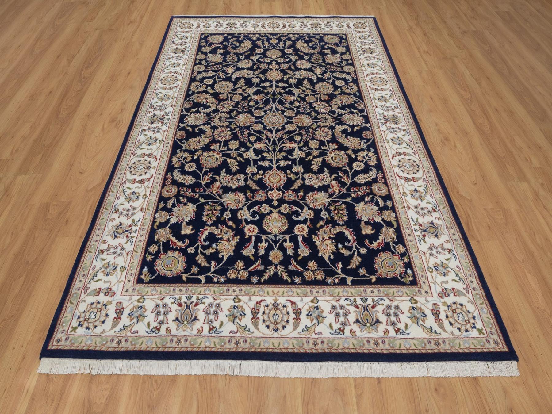 Blue 6'0" x 9'5" Fine Oriental Hand knotted Wool/Silk Rug - Sku: O092555