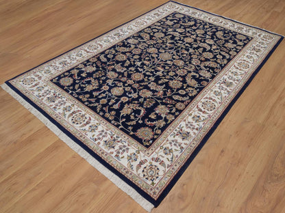 Blue 6'0" x 9'5" Fine Oriental Hand knotted Wool/Silk Rug - Sku: O092555