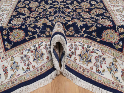 Blue 6'0" x 9'5" Fine Oriental Hand knotted Wool/Silk Rug - Sku: O092555