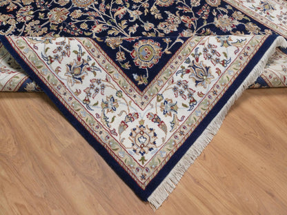 Blue 6'0" x 9'5" Fine Oriental Hand knotted Wool/Silk Rug - Sku: O092555