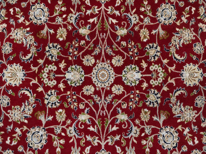 Nain Fine Oriental hand-knotted wool/silk rug in Red & Ivory, 8' x 8' — SKU O092558 (view 8)