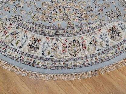 Blue 9'0" x 9'1" Fine Oriental Hand knotted Wool/Silk Rug - Sku: O092559