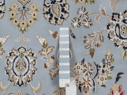 Blue 9'0" x 9'1" Fine Oriental Hand knotted Wool/Silk Rug - Sku: O092559