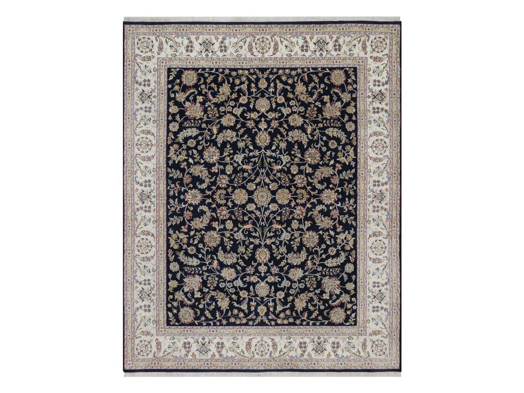 Nain Fine Oriental hand-knotted wool/silk rug in Blue & Ivory, 8' x 10'1" — SKU O092561