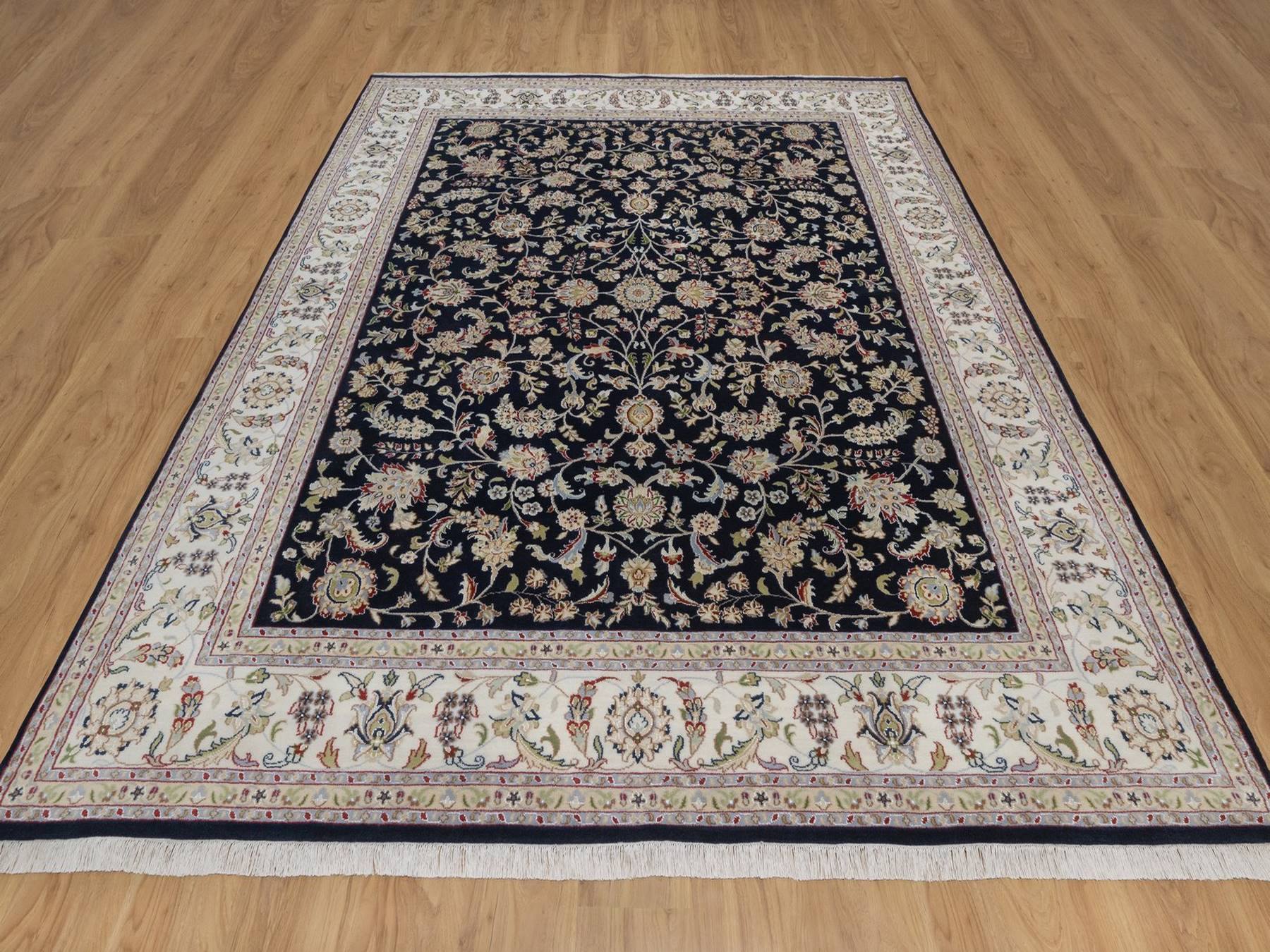 Blue 8'0" x 10'1" Fine Oriental Hand knotted Wool/Silk Rug - Sku: O092561