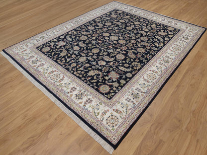 Blue 8'0" x 10'1" Fine Oriental Hand knotted Wool/Silk Rug - Sku: O092561