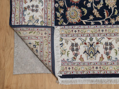Blue 8'0" x 10'1" Fine Oriental Hand knotted Wool/Silk Rug - Sku: O092561