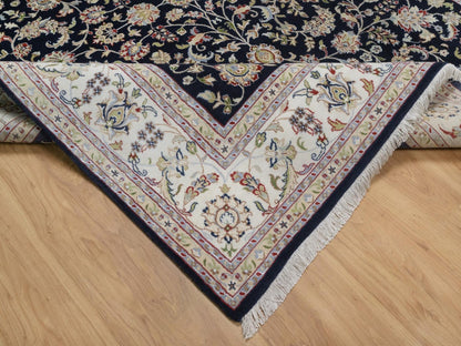 Blue 8'0" x 10'1" Fine Oriental Hand knotted Wool/Silk Rug - Sku: O092561