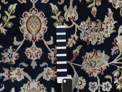 Blue 8'0" x 10'1" Fine Oriental Hand knotted Wool/Silk Rug - Sku: O092561