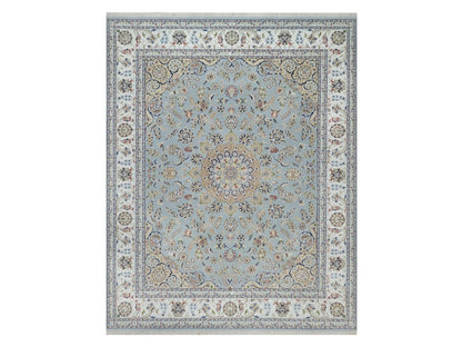 Blue 8'3" x 10'4" Fine Oriental Hand knotted Wool/Silk Rug - Sku: O092562