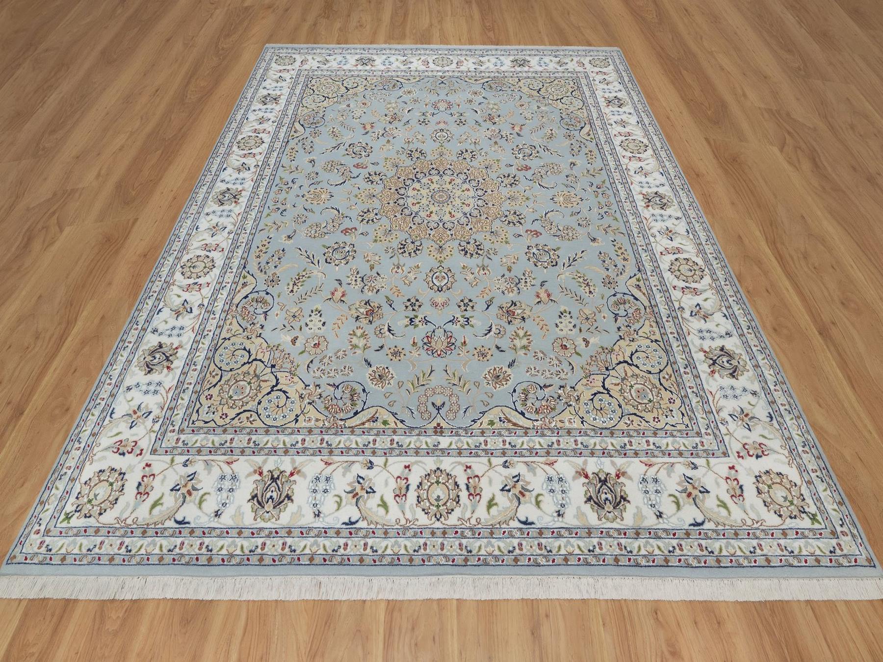 Blue 8'3" x 10'4" Fine Oriental Hand knotted Wool/Silk Rug - Sku: O092562