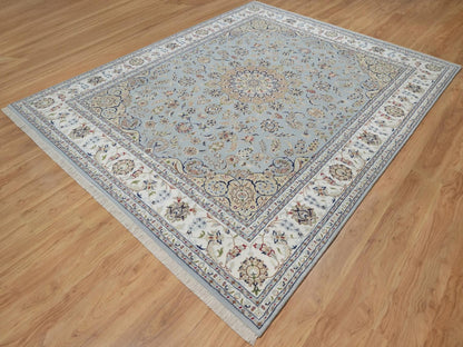 Blue 8'3" x 10'4" Fine Oriental Hand knotted Wool/Silk Rug - Sku: O092562