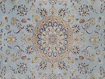 Blue 8'3" x 10'4" Fine Oriental Hand knotted Wool/Silk Rug - Sku: O092562