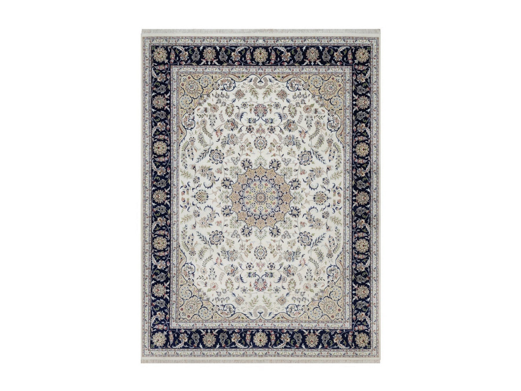 Ivory 9'1" x 12'4" Fine Oriental Hand knotted Wool/Silk Rug - Sku: O092564