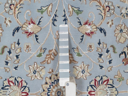 Blue 9'1" x 9'9" Fine Oriental Hand knotted Wool/Silk Rug - Sku: O092566