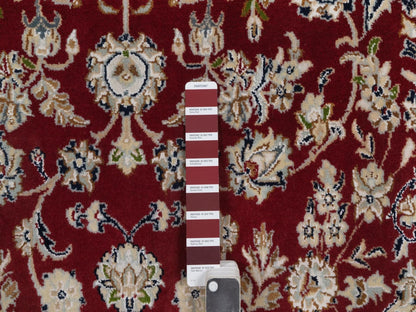 Nain Fine Oriental hand-knotted wool/silk rug in Red & Ivory, 4'10" x 7'10" — SKU O092567 (view 4)