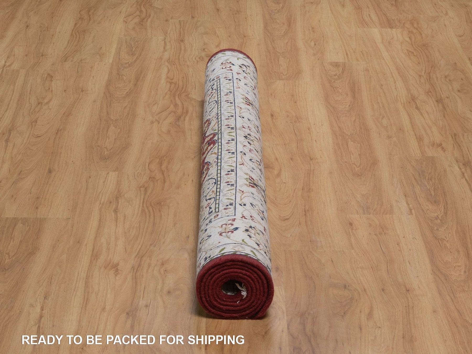 Nain Fine Oriental hand-knotted wool/silk rug in Red & Ivory, 4'10" x 7'10" — SKU O092567 (view 6)