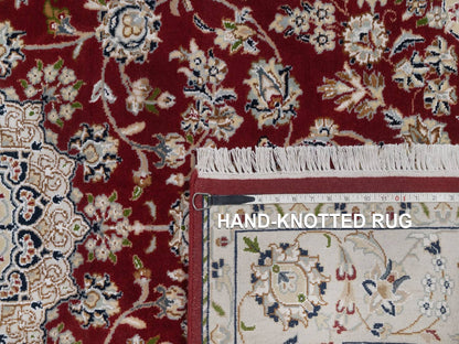 Nain Fine Oriental hand-knotted wool/silk rug in Red & Ivory, 4'10" x 7'10" — SKU O092567 (view 8)