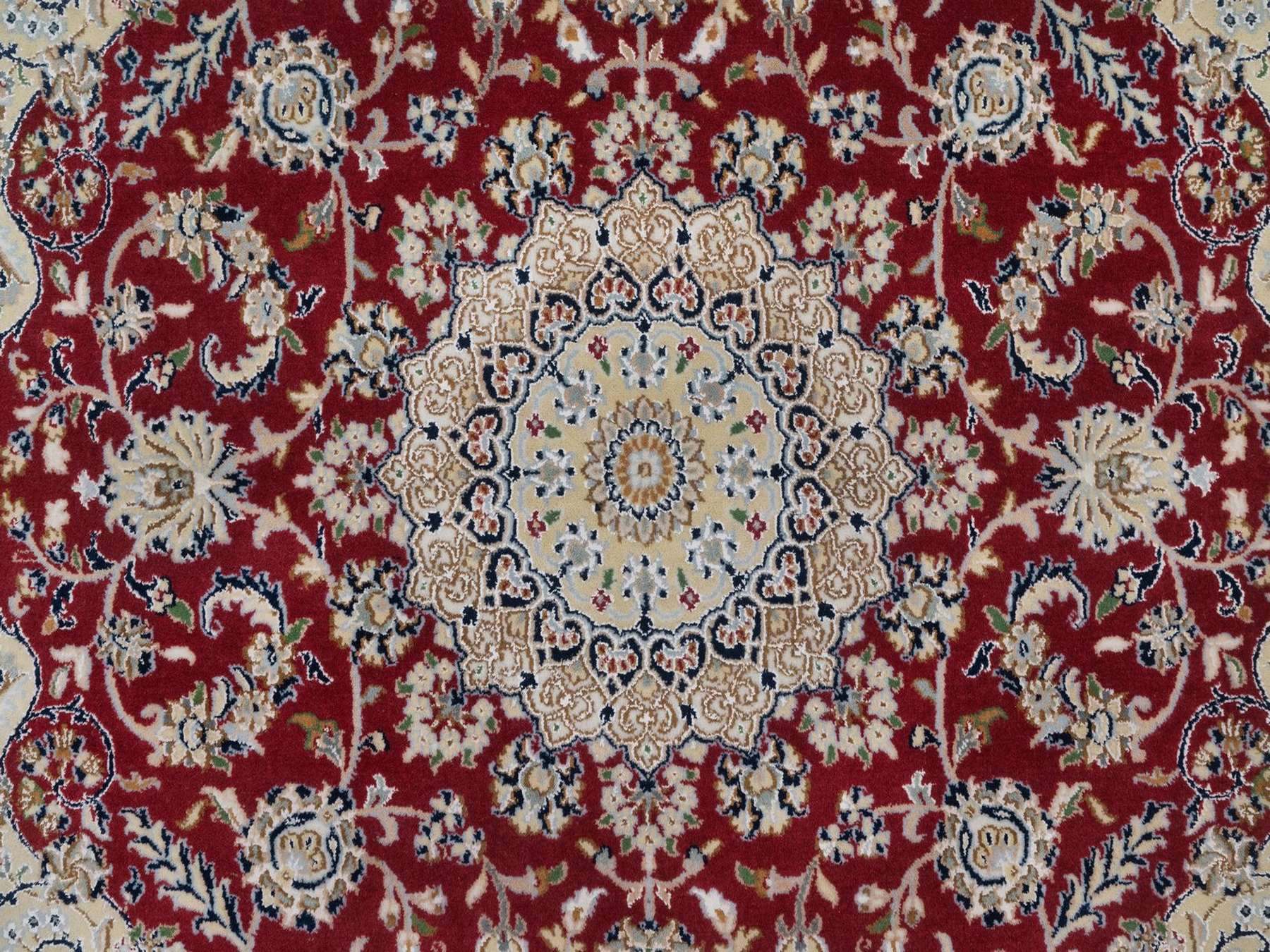 Nain Fine Oriental hand-knotted wool/silk rug in Red & Ivory, 5'10" x 6'1" — SKU O092568 (view 5)