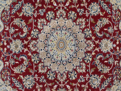 Nain Fine Oriental hand-knotted wool/silk rug in Red & Ivory, 5'10" x 6'1" — SKU O092568 (view 5)