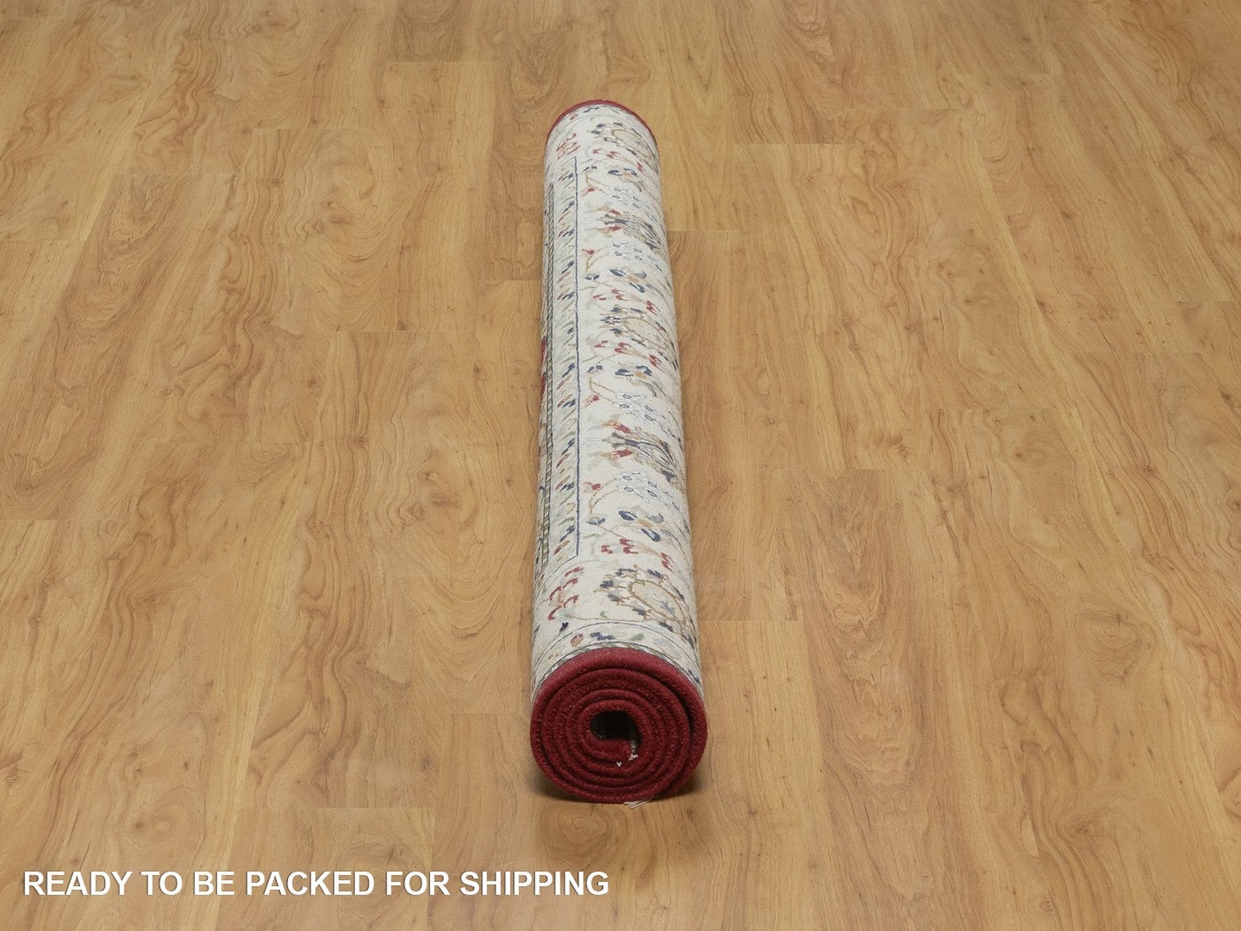 Nain Fine Oriental hand-knotted wool/silk rug in Red & Ivory, 5'10" x 6'1" — SKU O092568 (view 6)