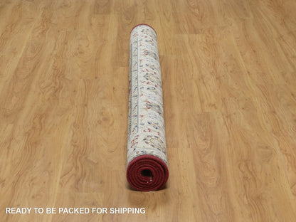 Nain Fine Oriental hand-knotted wool/silk rug in Red & Ivory, 5'10" x 6'1" — SKU O092568 (view 6)