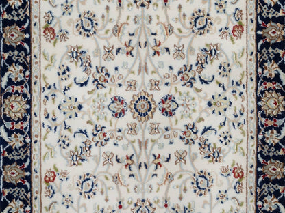 Nain Fine Oriental hand-knotted wool/silk rug in Ivory & Midnight Blue, 3'2" x 5'4" — SKU O092571 (view 5)