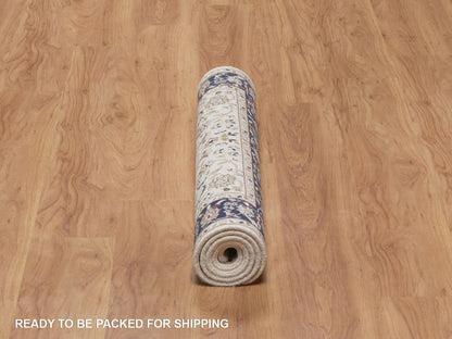 Nain Fine Oriental hand-knotted wool/silk rug in Ivory & Midnight Blue, 3'2" x 5'4" — SKU O092571 (view 6)