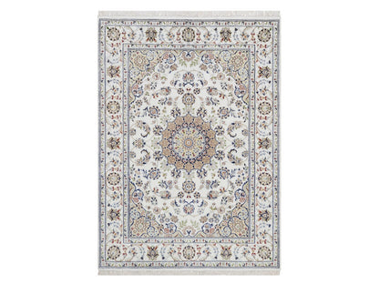 Nain Fine Oriental hand-knotted wool/silk rug in Ivory, 5'10" x 9'1" — SKU O092572