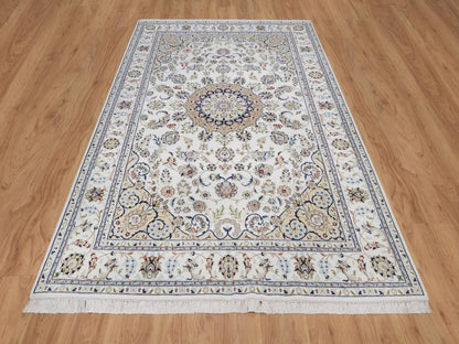 Nain Fine Oriental hand-knotted wool/silk rug in Ivory, 5'10" x 9'1" — SKU O092572 (view 2)