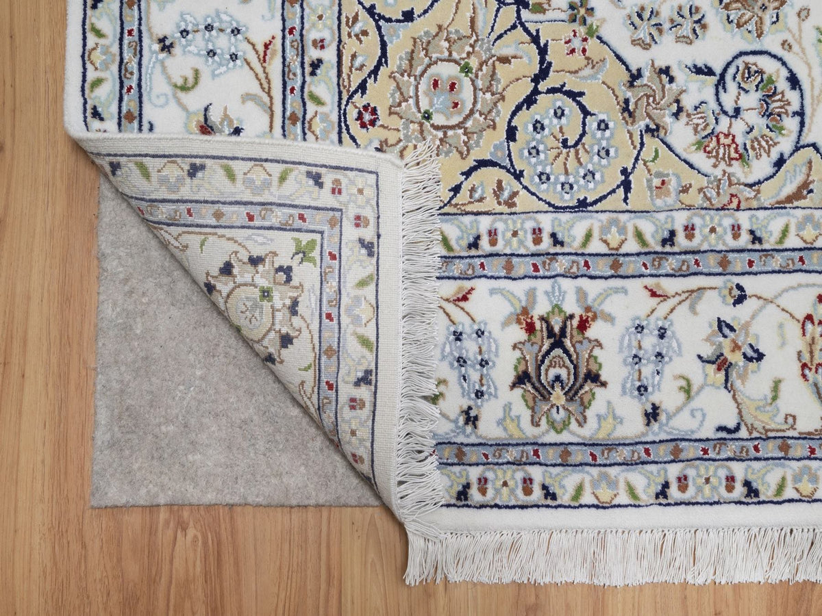 Nain Fine Oriental hand-knotted wool/silk rug in Ivory, 5'10" x 9'1" — SKU O092572 (view 4)